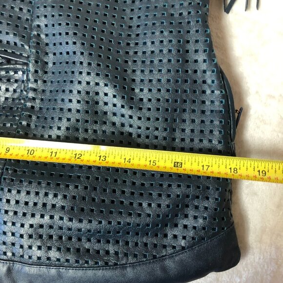 Brio Navy Perforated Leather Large Shoulder Bag - Picture 11 of 16